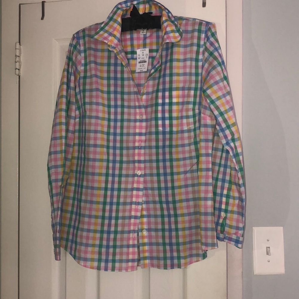 NWT J Crew Factory Pastel Gingham Shirt